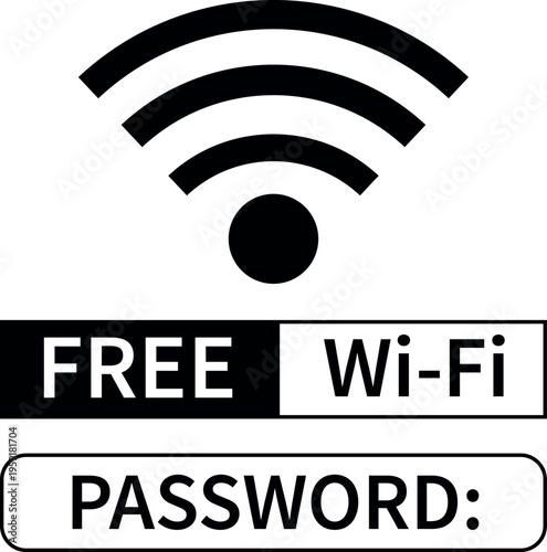 Free wifi sign with signal icon and text