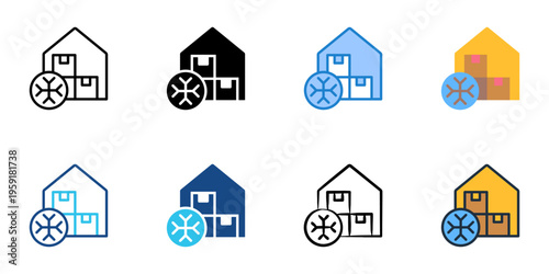 Cold storage icons set multiple style collection. Editable stroke 
