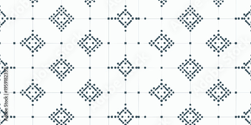 Geometric pattern design features blue shapes on white background