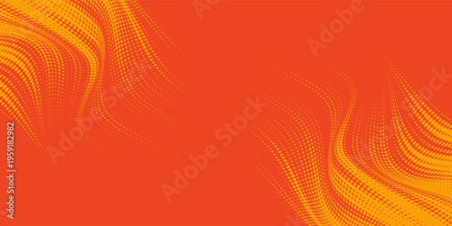 Abstract orange halftone dots, abstract pattern with dark and bright gradient background. digital technology style wall texture ,cartoon or pop art.
