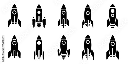 Rockets are launching into space with various designs and details shown