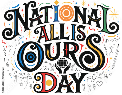 Sharing and Unity Vector Illustration, National All Is Ours Day Graphic