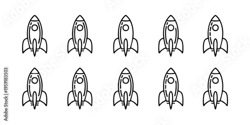 Rockets are launching into space from a distant location quickly.