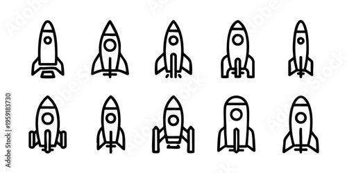 Rockets are launching into space with various designs and styles shown