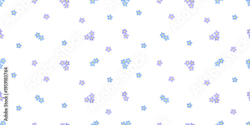 Seamless pattern with delicate forget-me-not flowers. Vector illustration wildflowers. Natural floral background.