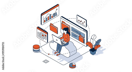 Cloud data storage web tech file folder link sync map site app info work tool user