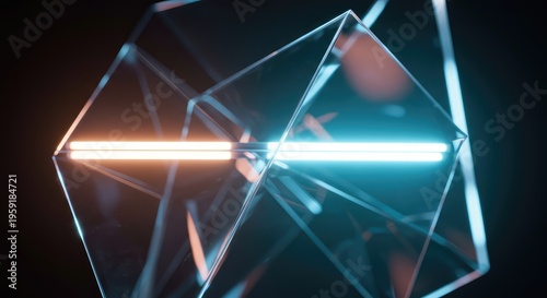 Abstract representation of pure clarity and precise focus, utilizing transparent geometric forms and bright, crisp light effects for a clean visual concept, radiant, pure, refraction
