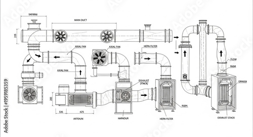 Detailed HVAC System Blueprint - Air Handling and Ventilation Design.