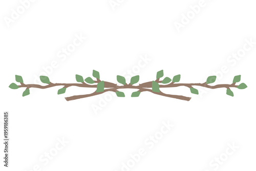 森のシンプルかわいいデザイン 幼稚園・保育園向け 枝葉のライン素材セット 境界線 区切り線