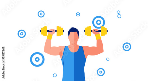 Man Lifting Dumbbells, Fitness Workout, Healthy Lifestyle, Strength Training, Gym Exercise