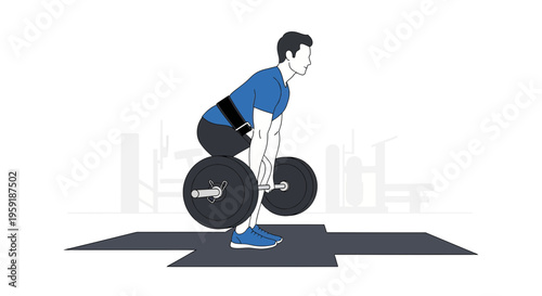Man performing deadlift exercise with barbell in gym, fitness and strength training