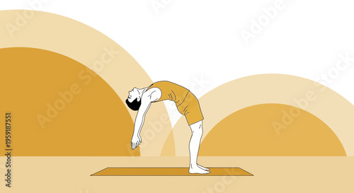 Man performing yoga camel pose (Ustrasana) for flexibility and back strength