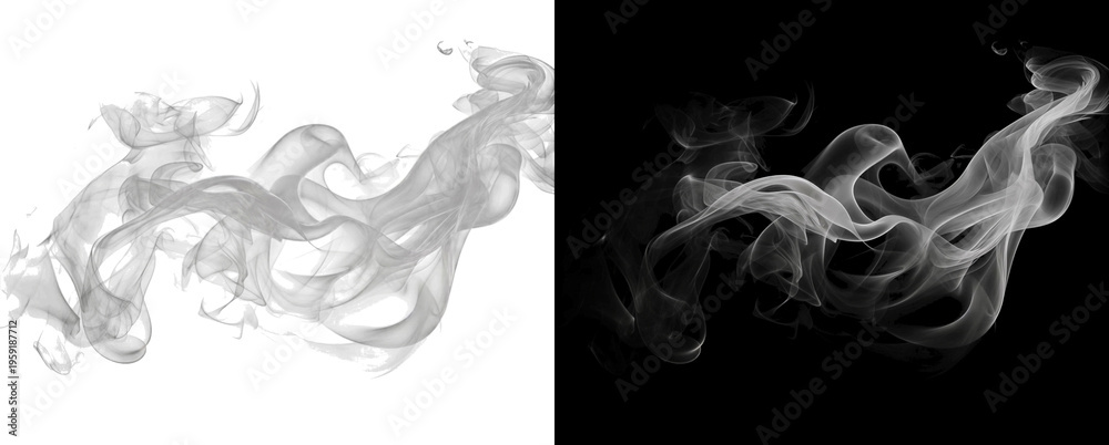 Naklejka premium Abstract smoke swirling on checkered and black backdrop
