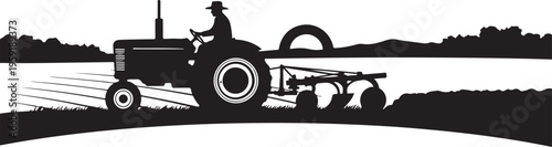 Vector tractor icon for agriculture and farming designs