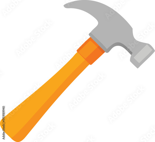Simple illustration of a gray hammer with an orange handle