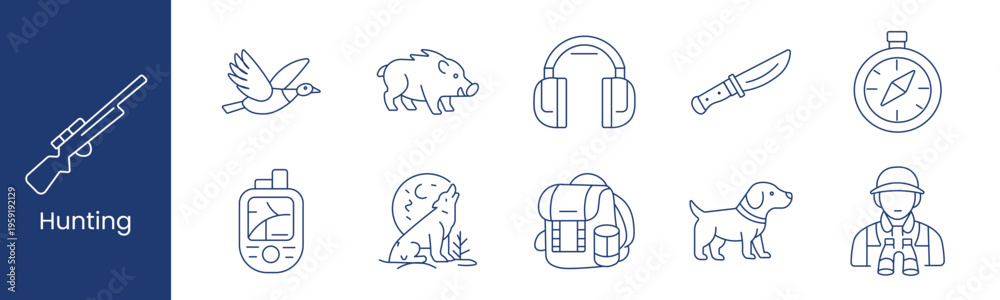 Εκτύπωση καμβά Hunting outdoor adventure set icon