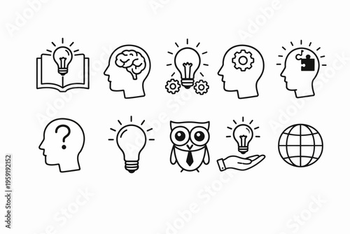 Innovative thinking and idea generation icons
