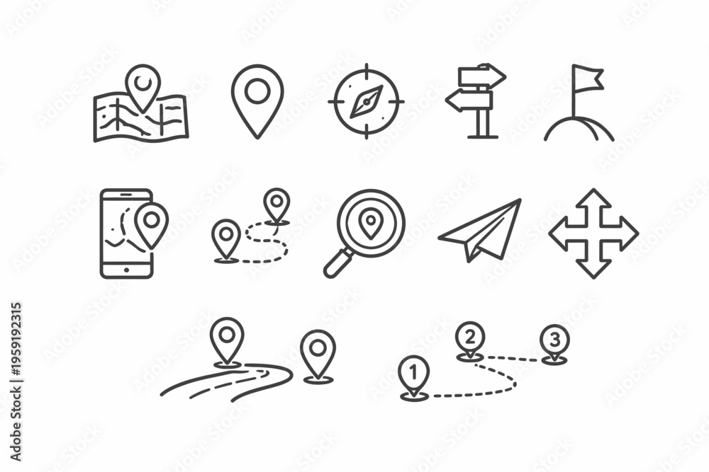 Fototapeta premium Collection of navigation and location icons