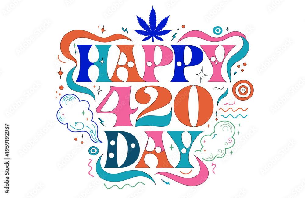 Obraz premium happy 420 DAY vector illustration isolated on white background