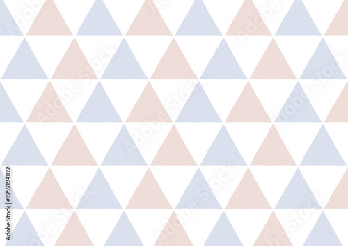手描きの三角形が規則正しく並んでいる背景素材（青・茶色）