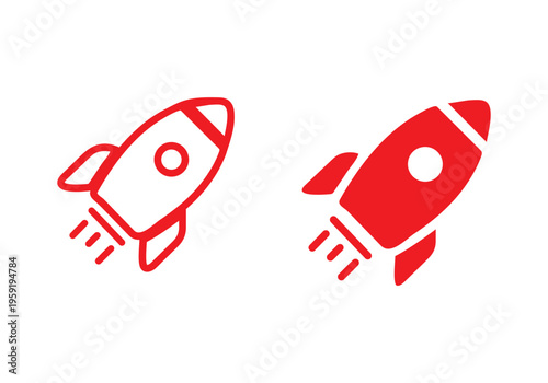 Rocket icon launching upward. Startup launch and business growth symbol for innovation, project development, acceleration, strategy, marketing and successful progress.