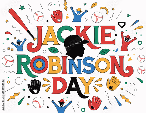 JACKIE ROBINSON DAY vector illustration isolated on white background