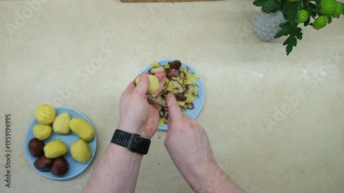 Peeling Potatoes in the Kitchen