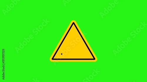 Yellow Triangle Warning Sign with Heat Symbol Representing Hot Surface on Green Background