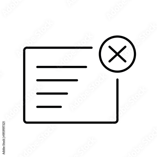 A vector icon representing rejected submission in workflow systems, created in line style with editable stroke