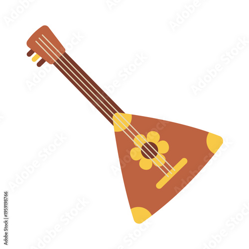 Russian folk balalaika string instrument icon.