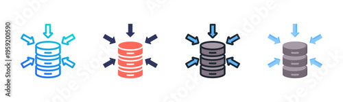 Database icon set multiple style collection