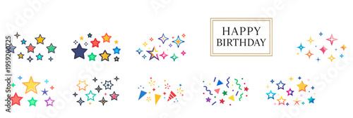 Star Confetti and Sparkle Icon Set for Celebration and Party Design