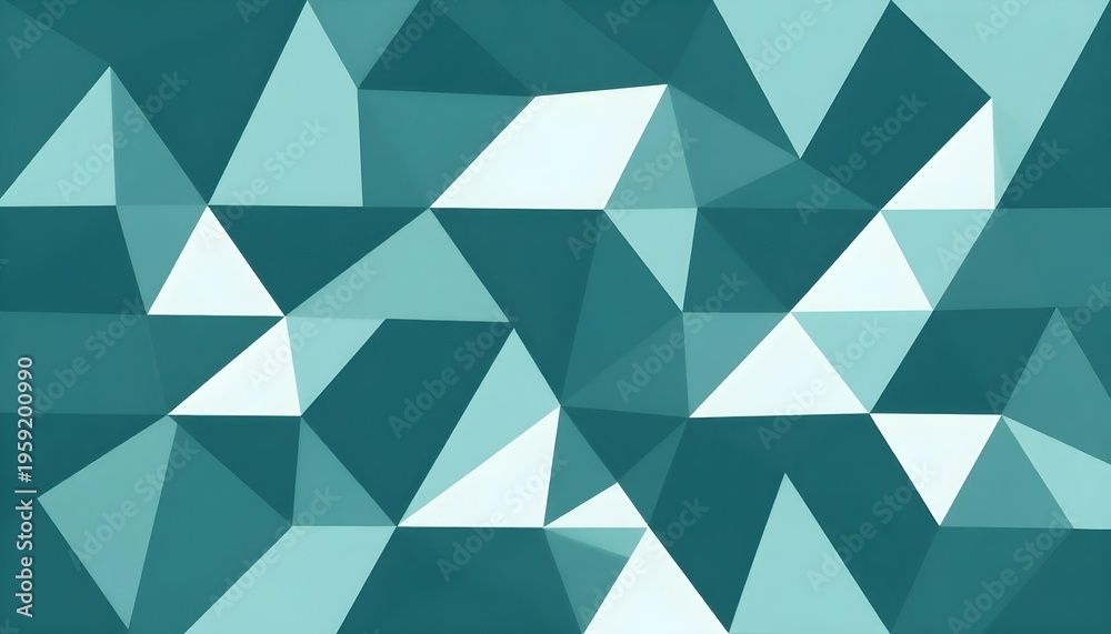 Obraz premium Abstract geometric pattern with teal and white triangles creating a modern, dynamic background