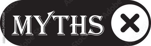 Fact myth icon collection group with truth and false symbols check mark cross speech bubble information concept flat vector for web app infographic design isolated background.