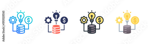 Big Data icon set multiple style collection