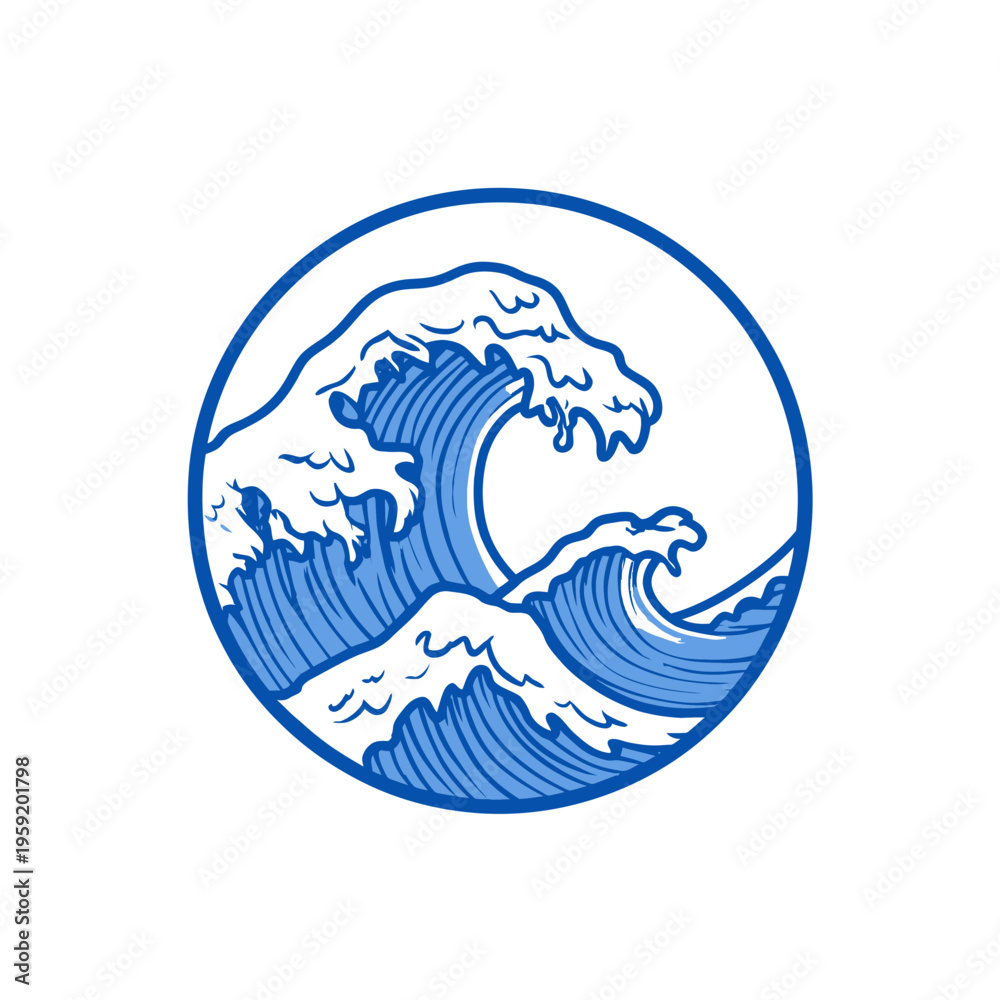 Fototapeta premium Blue Ocean Wave Icon
