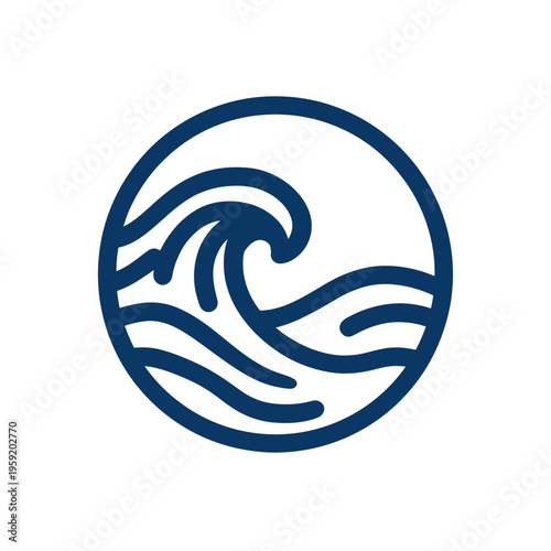 Minimalist Blue Ocean Wave Icon