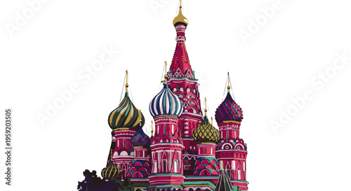 Saint basils cathedral in moscow russia iconic colorful onion domes architectural landmark on white background