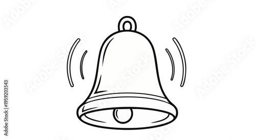 Simple black and white line of a ringing bell for notification and alert system user interface sound