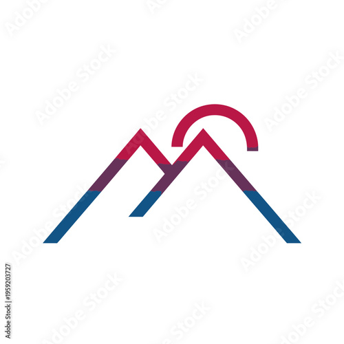 Minimalist Mountain Peak With Sunrise Icon