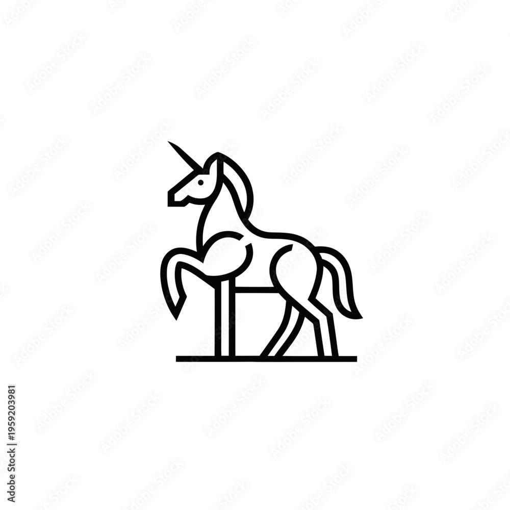 Fototapeta premium Minimalist Unicorn Icon Vector Art
