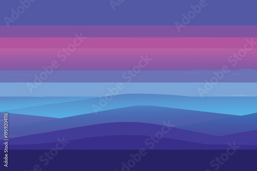 Abstract horizontal bands of color blues purples and pinks