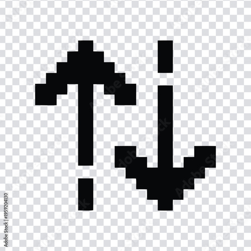 Vector illustration a black pixel art exclamation mark and information icon on a transparent background