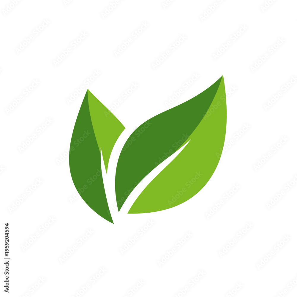 Fototapeta premium Two Green Leaves Icon