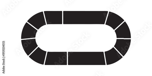 race track frame, rounded oval racetrack, circuit outline,. black and white border for racing motorsport.
