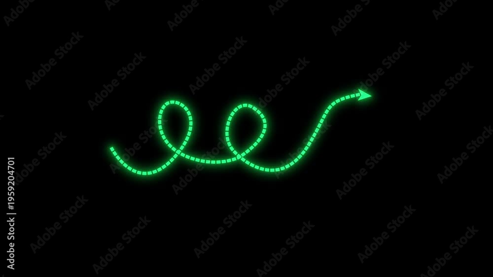 Dynamic green screen arrow animation with flowing arrow-shaped dotted ...