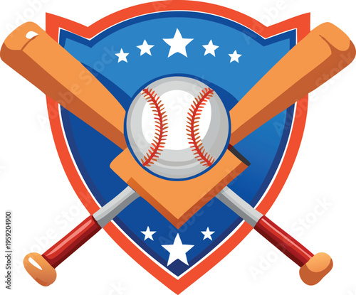 Baseball emblem featuring crossed bats and a stitched ball