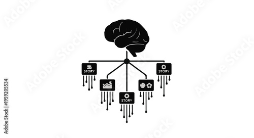 Abstract representation of artificial intelligence processing information and generating ideas.