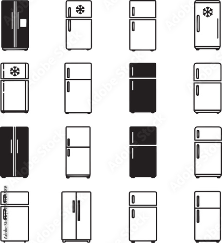 Collection of black and white refrigerator with various styles and fridge freezer appliance kitchen
