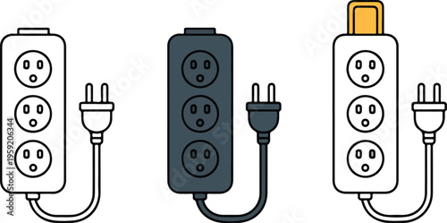 Professional emergency siren icon set featuring fire alarm alerts and warning light symbols in minimalist line art vector styles.